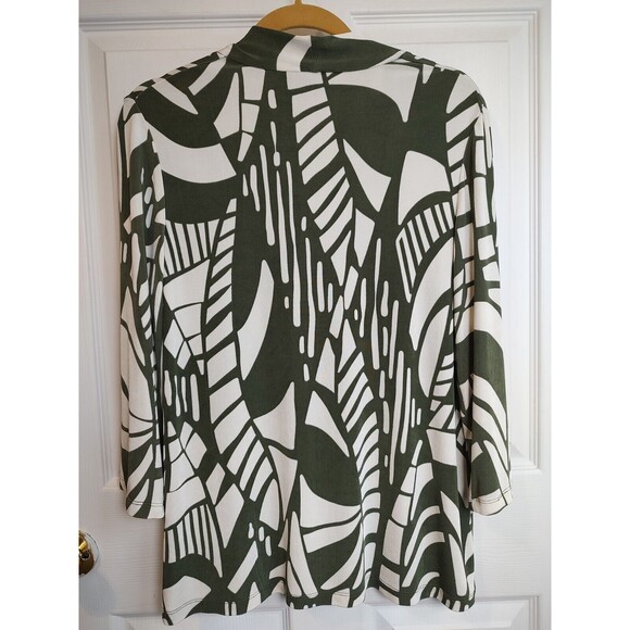 Chicos Travelers Jacket Size 1 Women Medium One Button 3/4 Sleeve Cream Green - Picture 5 of 7